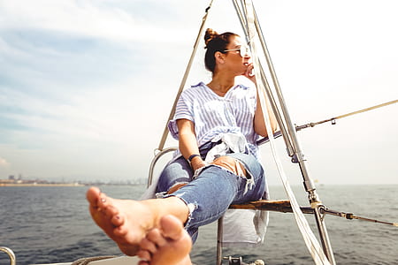 woman sitting on board thumbnail