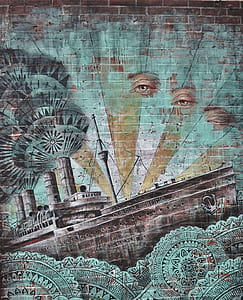 Ship and Human Eye Painted on Wall thumbnail