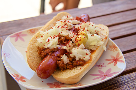 sausage sandwich on plate thumbnail