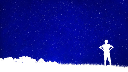 person standing on grass under blue sky illustration thumbnail