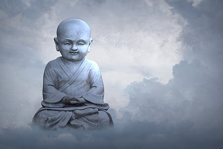 Gautama Buddha statue under clouds thumbnail