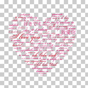 Love Romance Valentine's Day Heart , Various languages ​​I love you, heart red text illustration PNG clipart