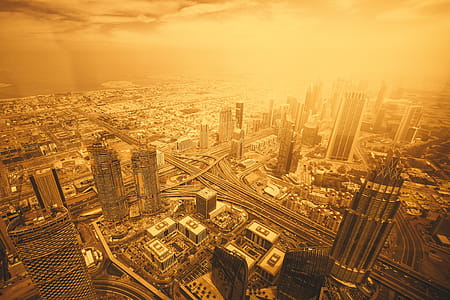 Amazing view from the heights on the city with skyscrapers in Dubai thumbnail