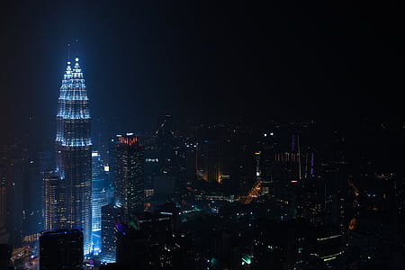 aerial photography of buildings during nighttime thumbnail