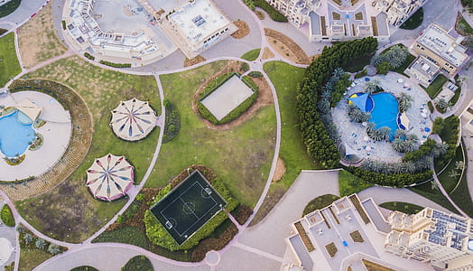 Aerial Photography of Resort and Stadium thumbnail