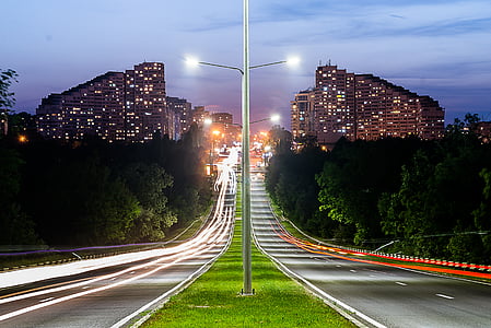 lighted street lights during nighttime thumbnail