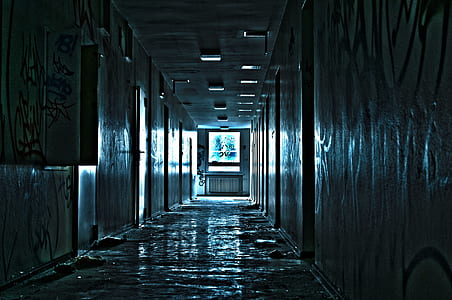 dark, wall, abandoned, hallway thumbnail