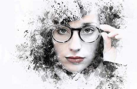 woman wearing black framed eyeglasses thumbnail