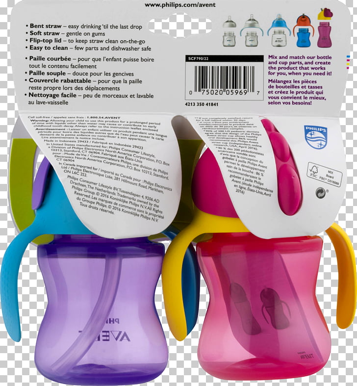 Avent 2/ pi/èces de gobelets /à paille courb/ées pour enfants