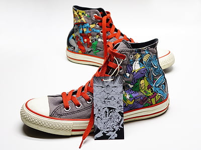 pair of multicolored high-top sneakers thumbnail