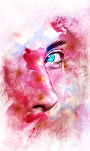 person's face with blue eye painting thumbnail