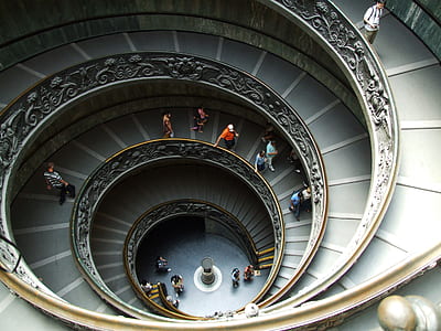 top view photography of spiral stair thumbnail