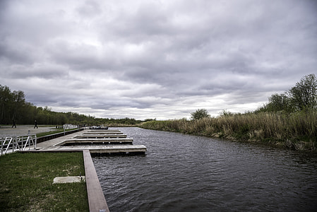 Boat Launch under clouds at Zippel Bay State Park thumbnail