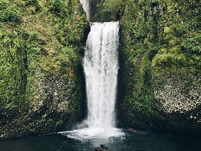 waterfalls between rocks with gras thumbnail