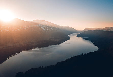 river, sun, mountain, sky thumbnail