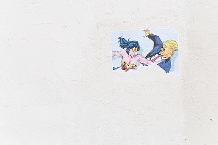 Wonder Woman punches man in suit jacket painting thumbnail