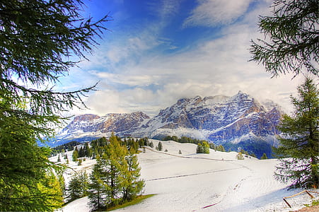 aerial photography mountain range with snow thumbnail