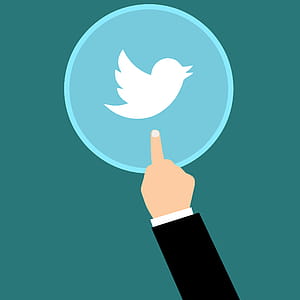 Illustration of hand reaching out to Twitter. thumbnail