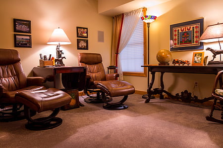 two brown leather sofa chairs thumbnail