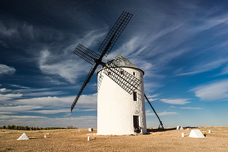 white and black windmill on desert thumbnail