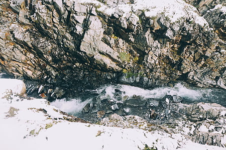top view photo of running water on stones at daytime thumbnail