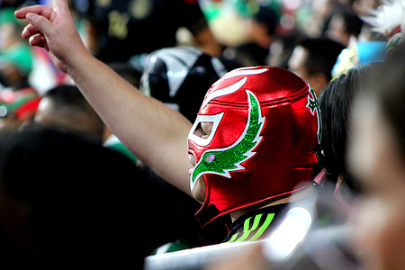 macro shot photography of man wearing Rey Mysterio mask thumbnail