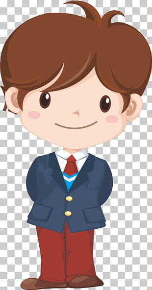 , Cartoon boy, brown-haired man standing PNG clipart