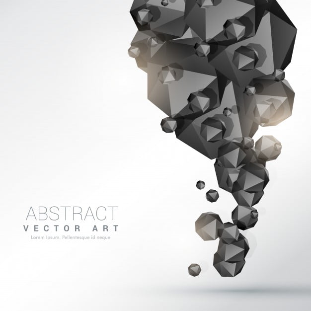 Abstract black polyhedron particles background eps file