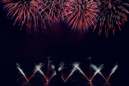 assorted fireworks during nightime thumbnail