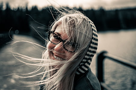 woman wearing black and white striped hoodie thumbnail