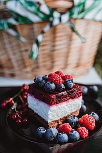 Cheesecake with blueberries and raspberries thumbnail