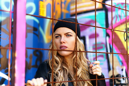 Woman Wearing Black Knit Cap With Black Jacket thumbnail