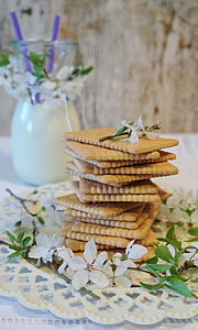 rectangular biscuits surrounded by white 5-petal flowers thumbnail