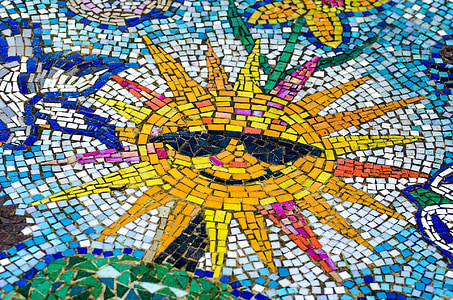 mosaic sun and flower artwork thumbnail