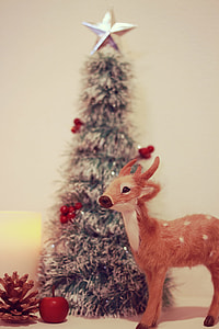 deer toy beside mini christmas tree thumbnail
