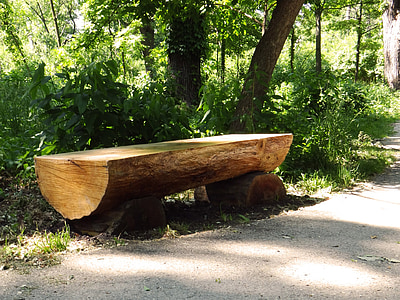 brown wooden log bench thumbnail