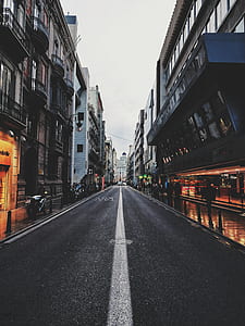 clear roadway between buildings thumbnail