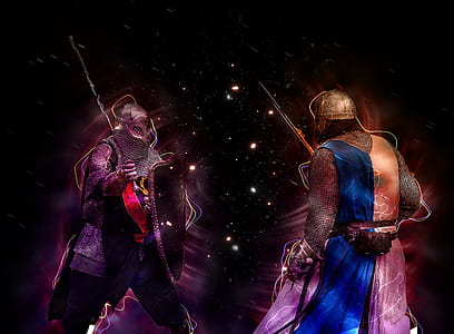 two medieval knights fighting thumbnail