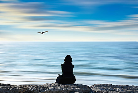 Women sitting on the shoreline in Tel-Aviv. Israel thumbnail