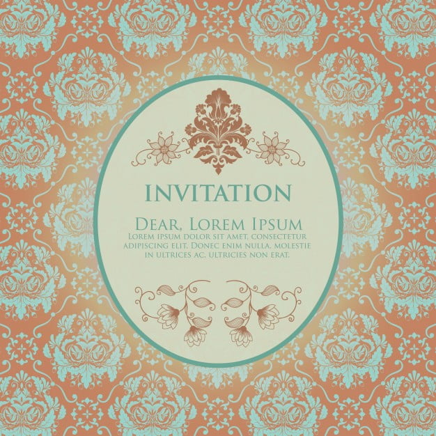 Wedding Invitation And Announcement Card With Vintage Background Artwork Elegant Ornate Damask Background Elegant Floral Abstract Ornament Design Template Eps File Free Graphics Uihere