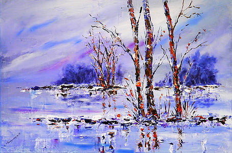 brown bare trees painting thumbnail