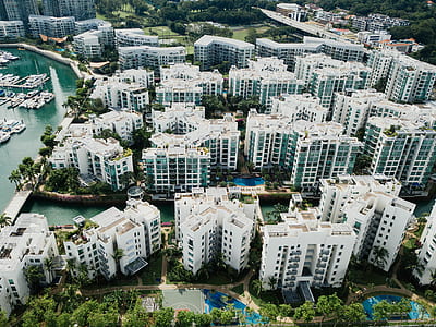 white high-rise buildings near body of water thumbnail