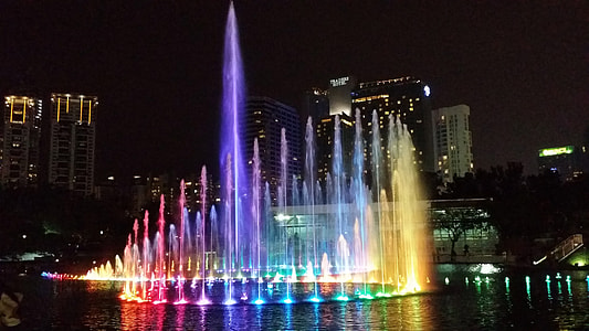 Fountains at night in Kuala Lumpur, Malaysia thumbnail