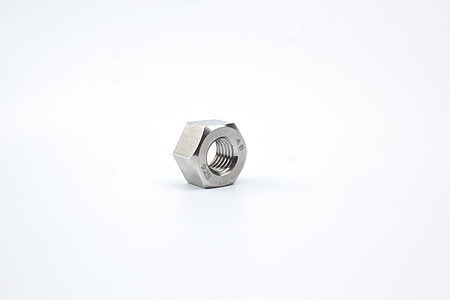 chrome-colored hex nut with white background thumbnail