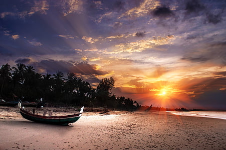 black boat in seashore thumbnail