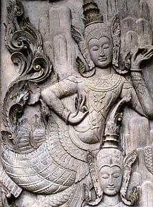 gray Buddha carved panel thumbnail