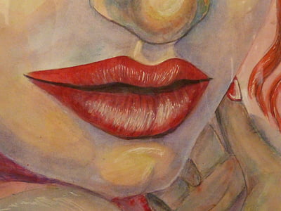 woman's lips painting close-up photo thumbnail