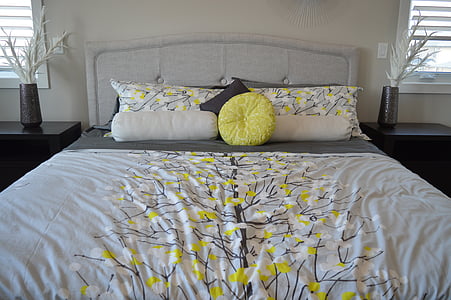 white and yellow bed sheet and pillow cases thumbnail