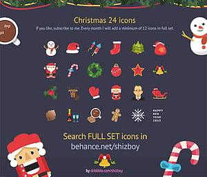 Christmas and New Year Free Set Colorful Ficons Icons 24+ psd file
