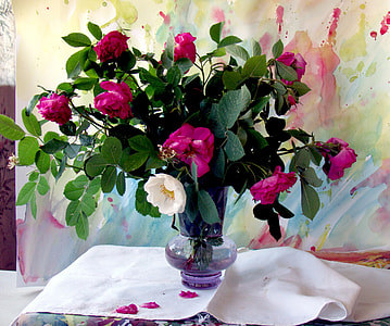 red and white flowers in vase thumbnail
